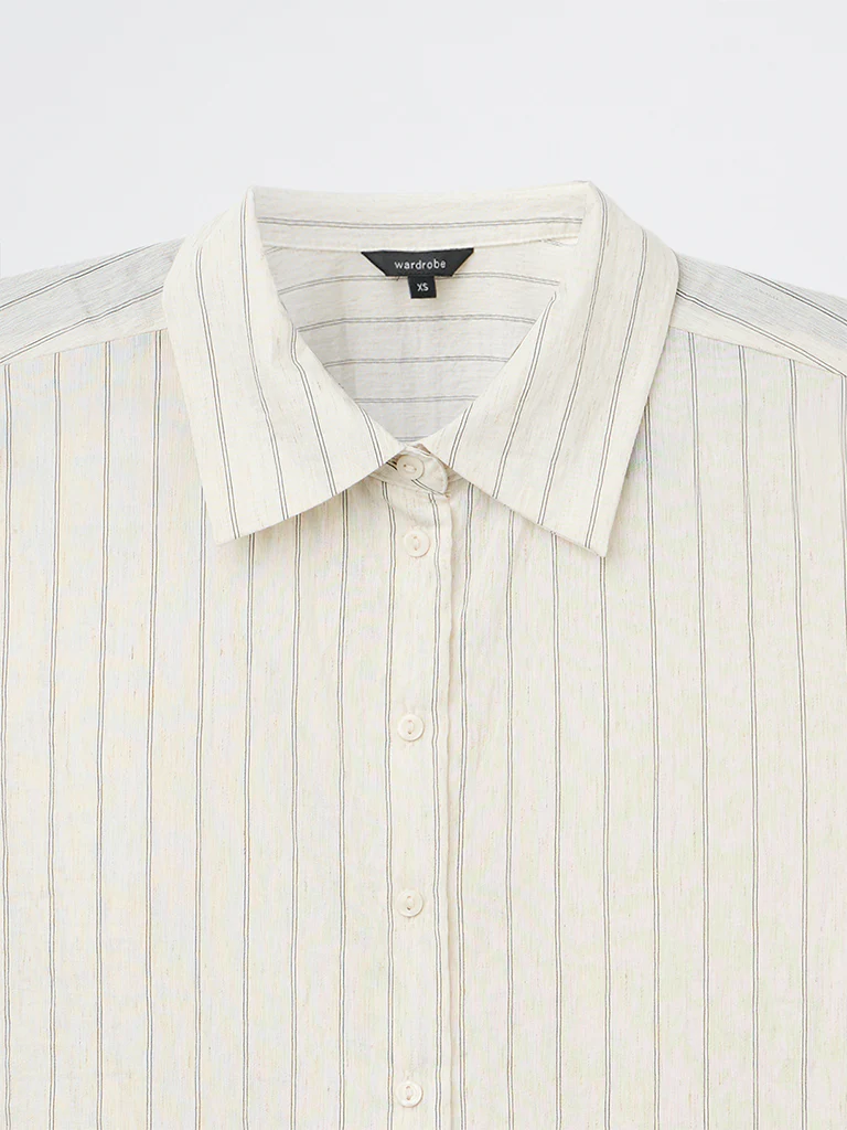 Wardrobe Ivory Striped Shirt - Image 7