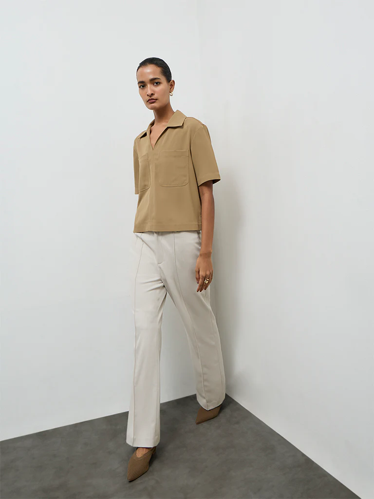 Wardrobe Khaki Solid Blouse - Image 2