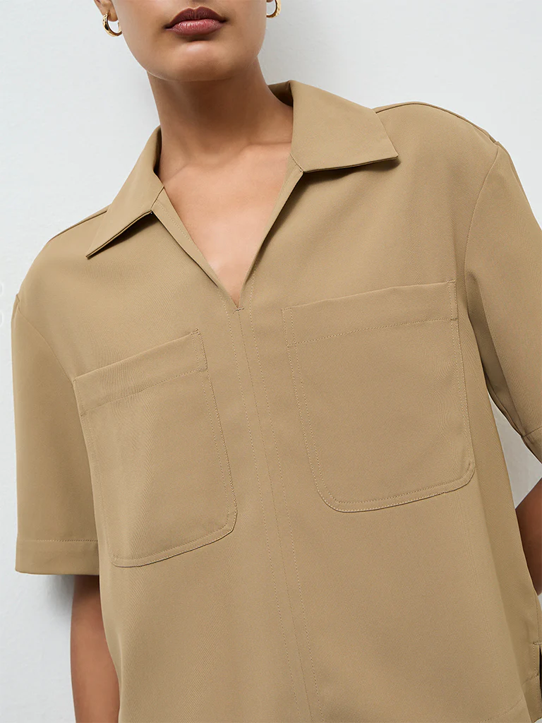 Wardrobe Khaki Solid Blouse - Image 3
