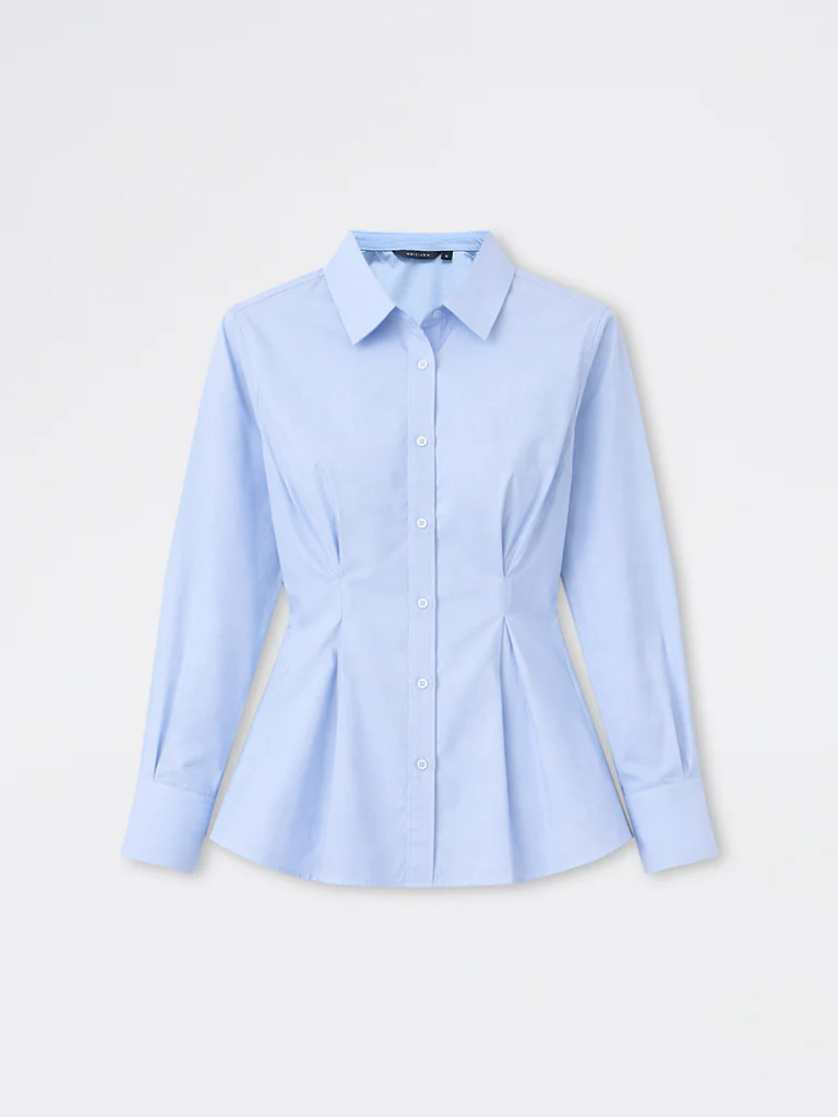Wardrobe Light Blue Cropped Shirt - Image 5