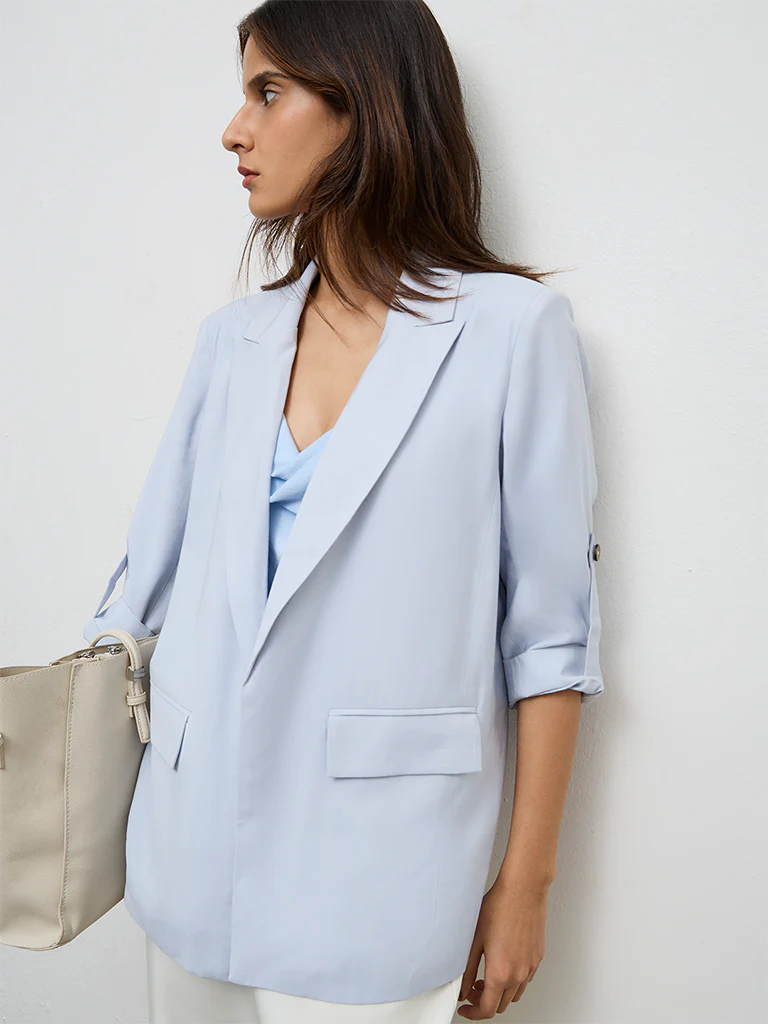 Wardrobe Light Blue Solid Blazer - Image 2