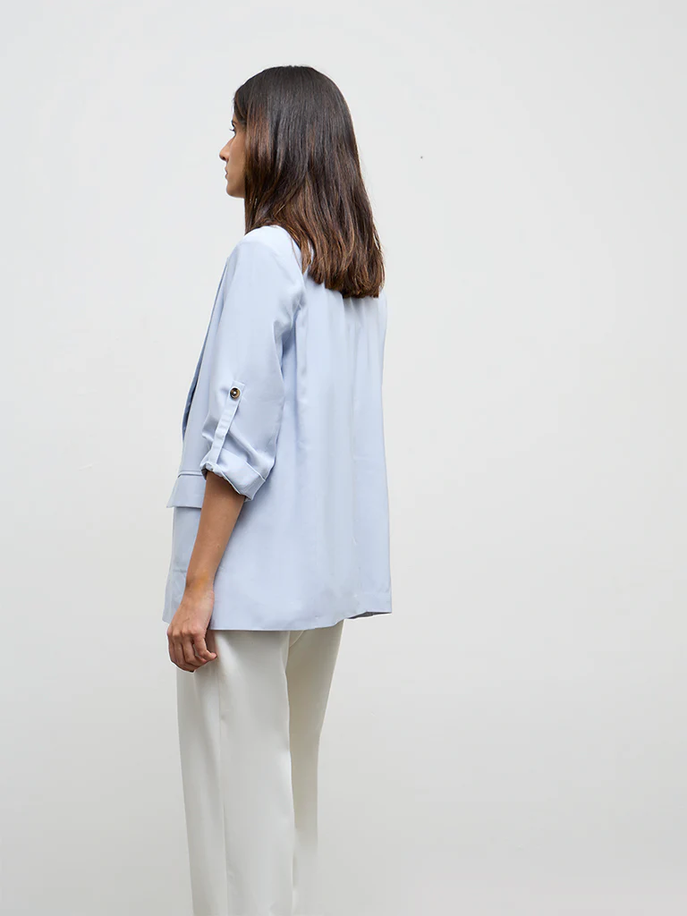 Wardrobe Light Blue Solid Blazer - Image 4