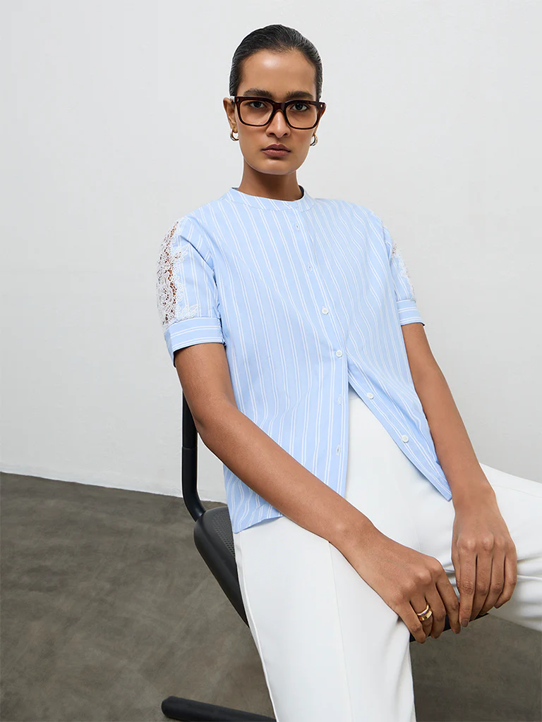 Wardrobe Light Blue Striped Blouse - Image 2