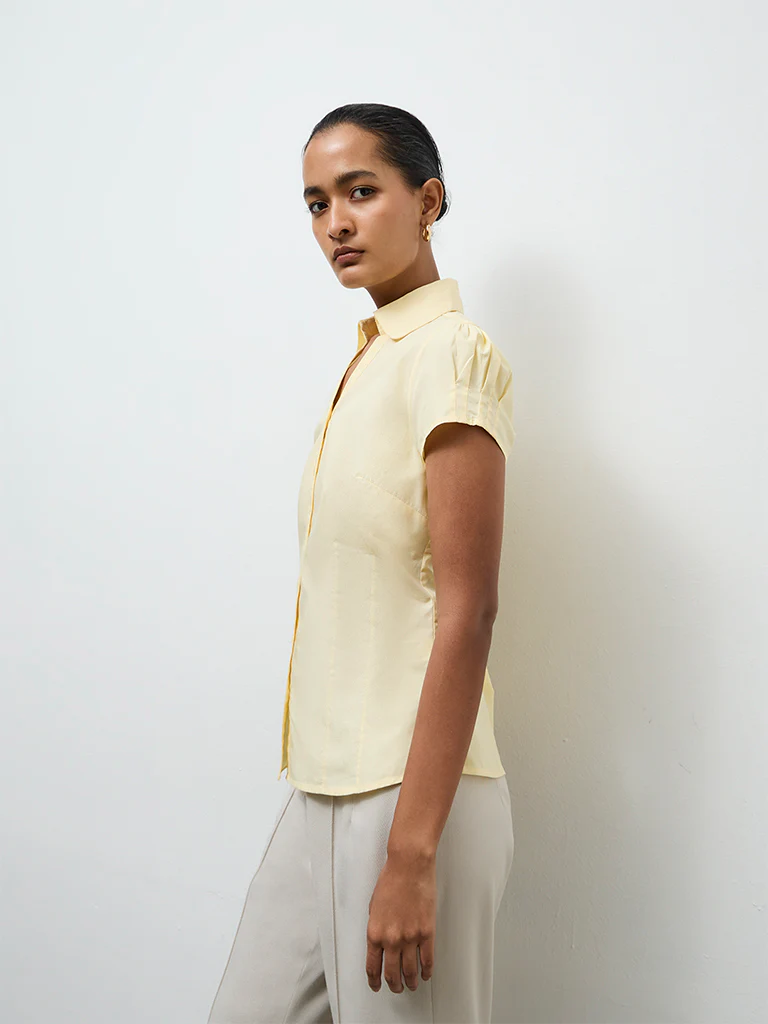 Wardrobe Light Yellow Solid Shirt - Image 2