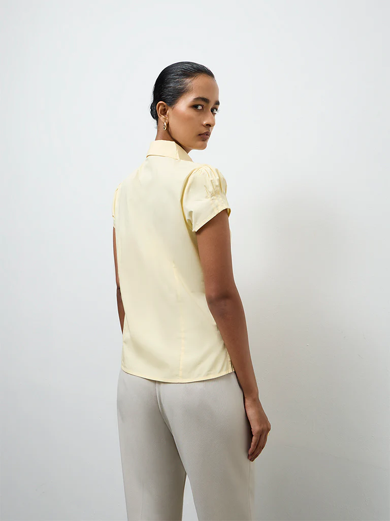 Wardrobe Light Yellow Solid Shirt - Image 4
