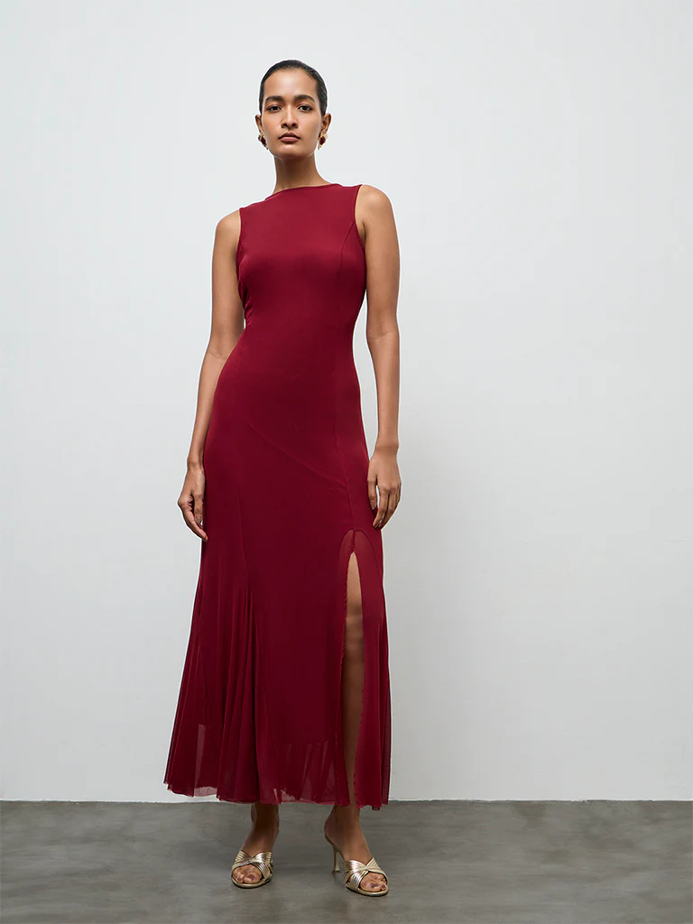 Wardrobe Maroon A-Line Dress