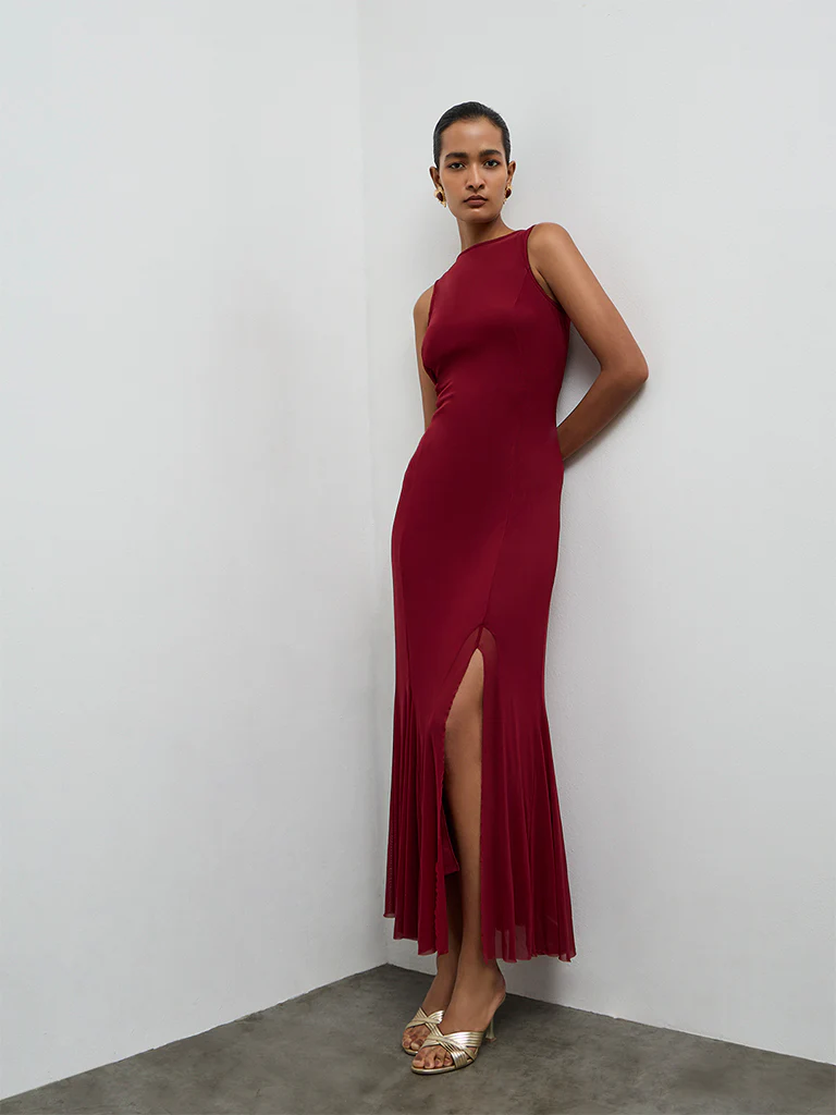 Wardrobe Maroon A-Line Dress - Image 2