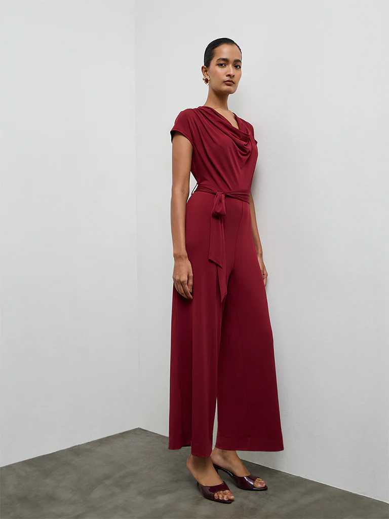 Wardrobe Maroon Cowl Neckline Jumpsuit - Image 2