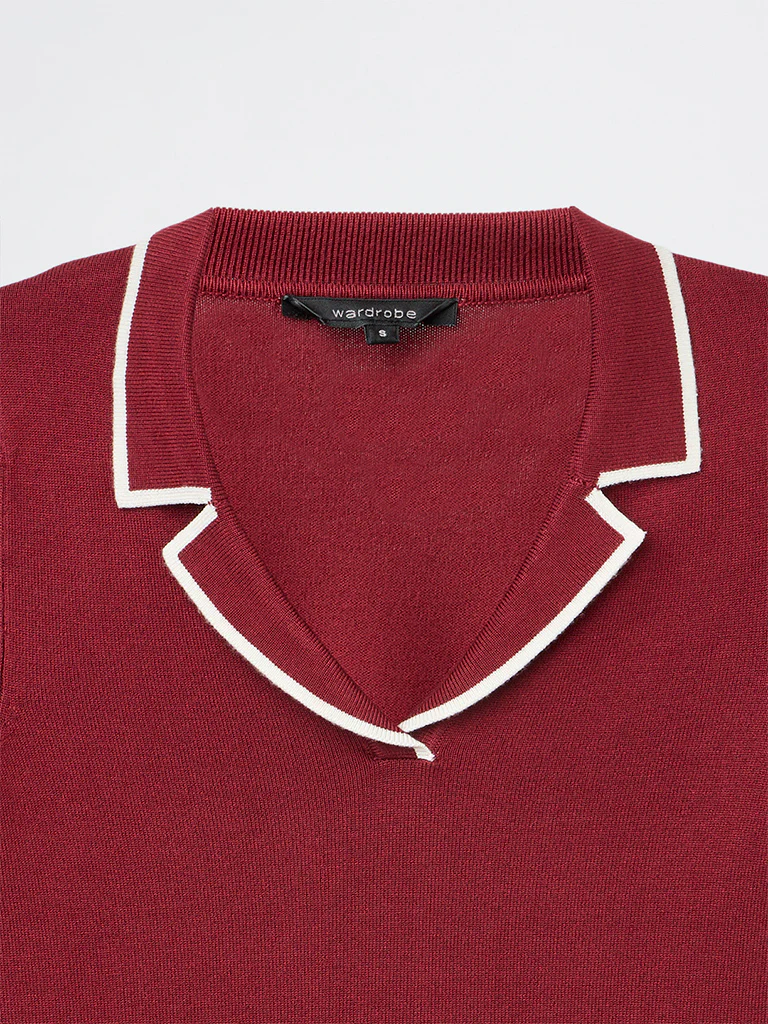 Wardrobe Maroon Knit-Textured Top - Image 5