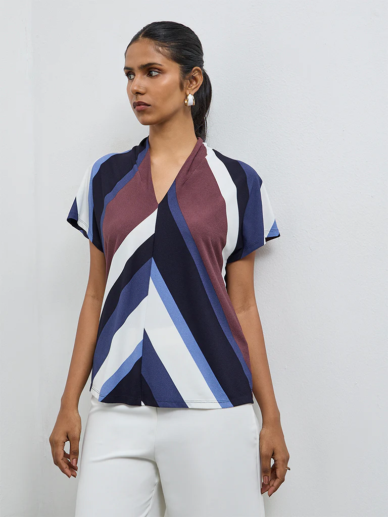 Wardrobe Multicolour Stripe Printed Blouse - Image 2