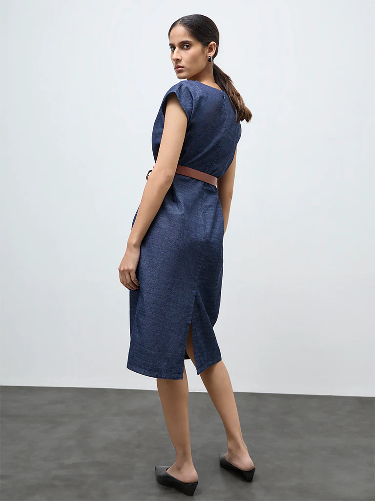 Wardrobe Navy A-Line Dress - Image 4