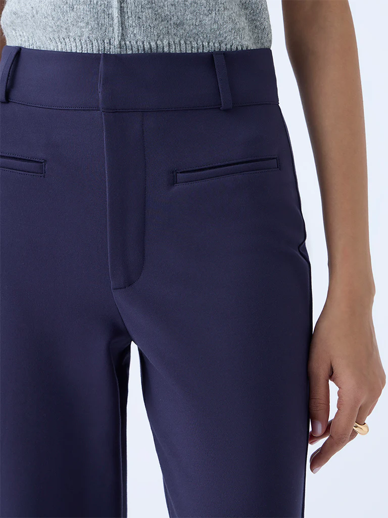 Wardrobe Navy Flared High-Rise Trousers - Image 3