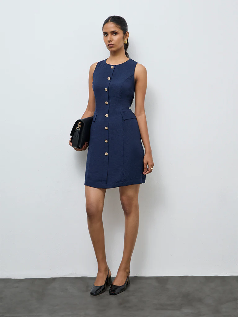 Wardrobe Navy Shift Dress - Image 2