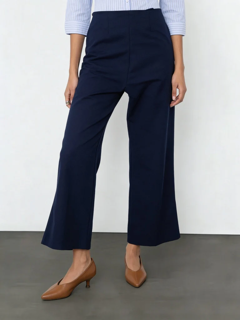 Wardrobe Navy Solid Wide-Leg Trousers - Image 2