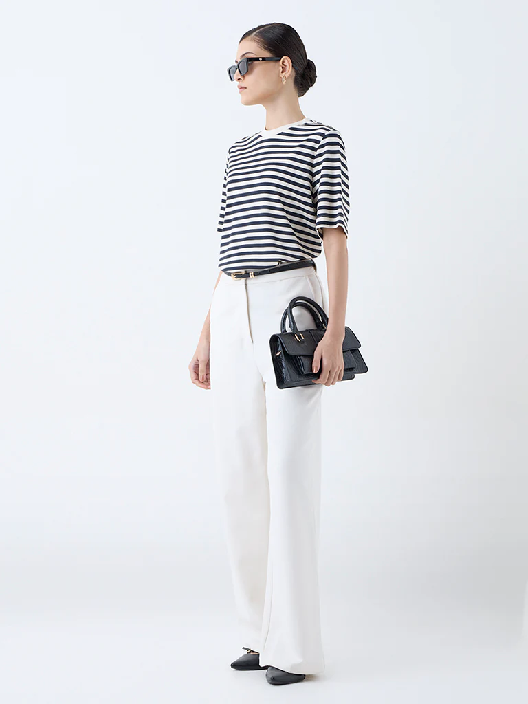 Wardrobe Navy Striped T-Shirt - Image 2