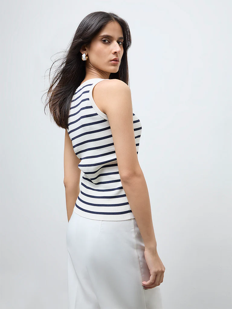 Wardrobe Navy Striped Top - Image 4