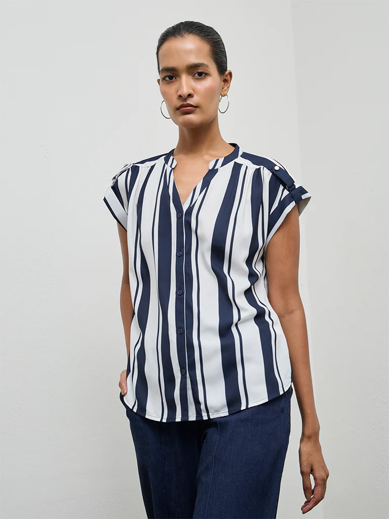 Wardrobe Navy Striped Top