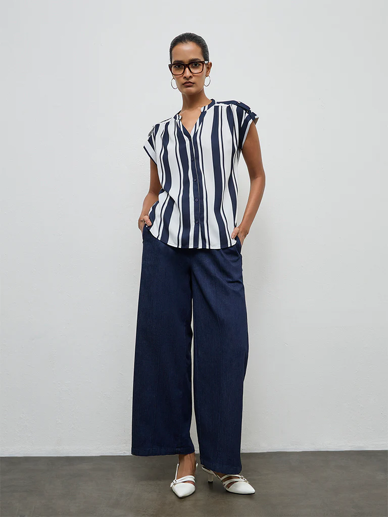Wardrobe Navy Striped Top - Image 2