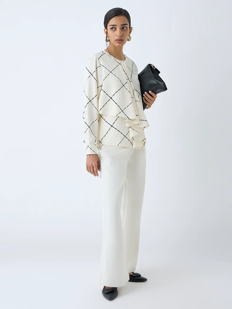 Wardrobe Off-White Abstract Printed Blouse - Image 2