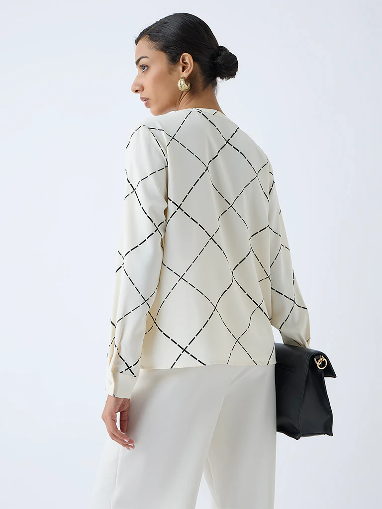 Wardrobe Off-White Abstract Printed Blouse - Image 4