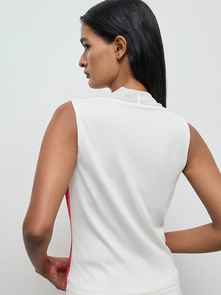 Wardrobe Off-White Floral Print Mesh Top - Image 4