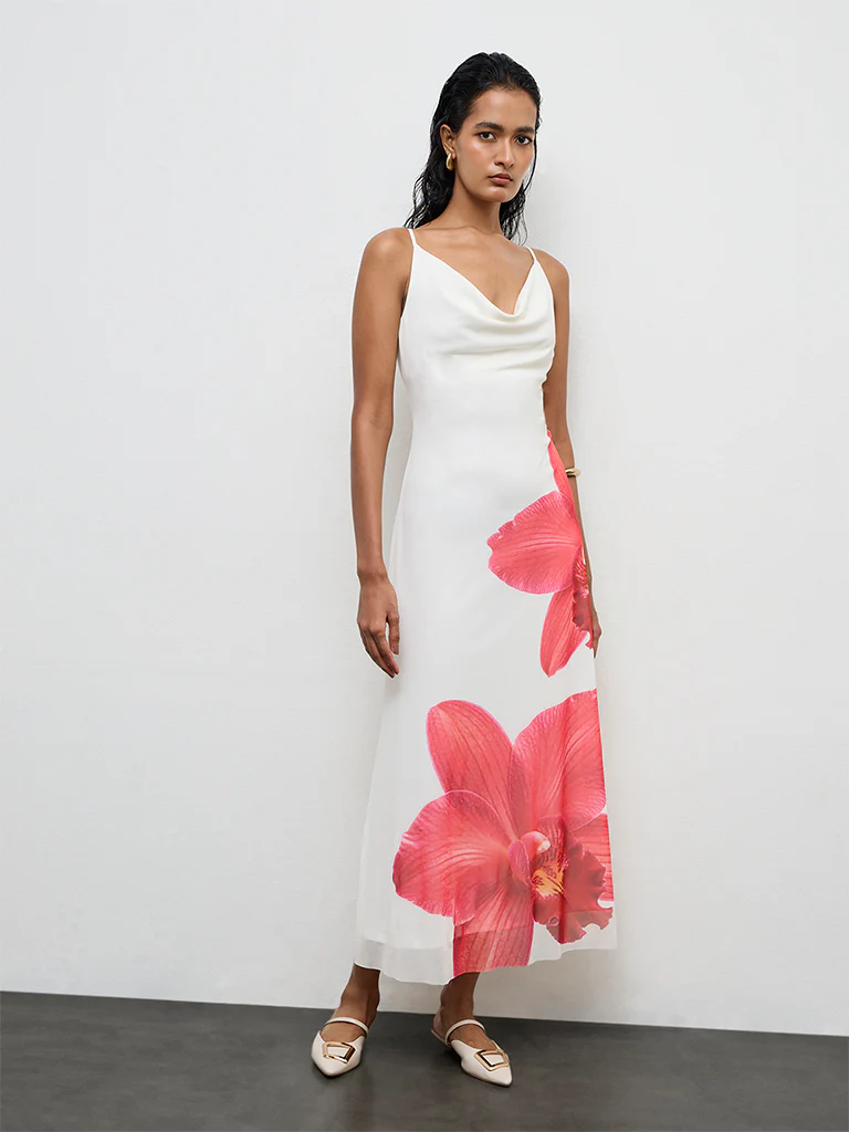 Wardrobe Off-White Floral Printed A-Line Dress - Image 2