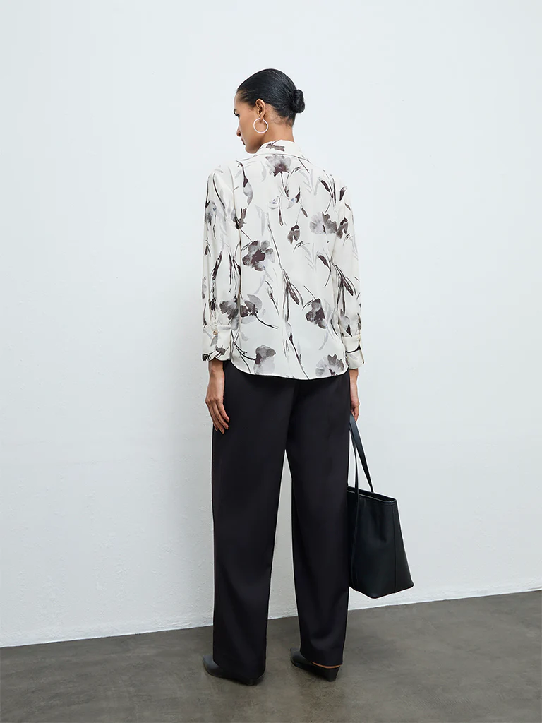 Wardrobe Off-White Floral Printed Shirt - Image 4