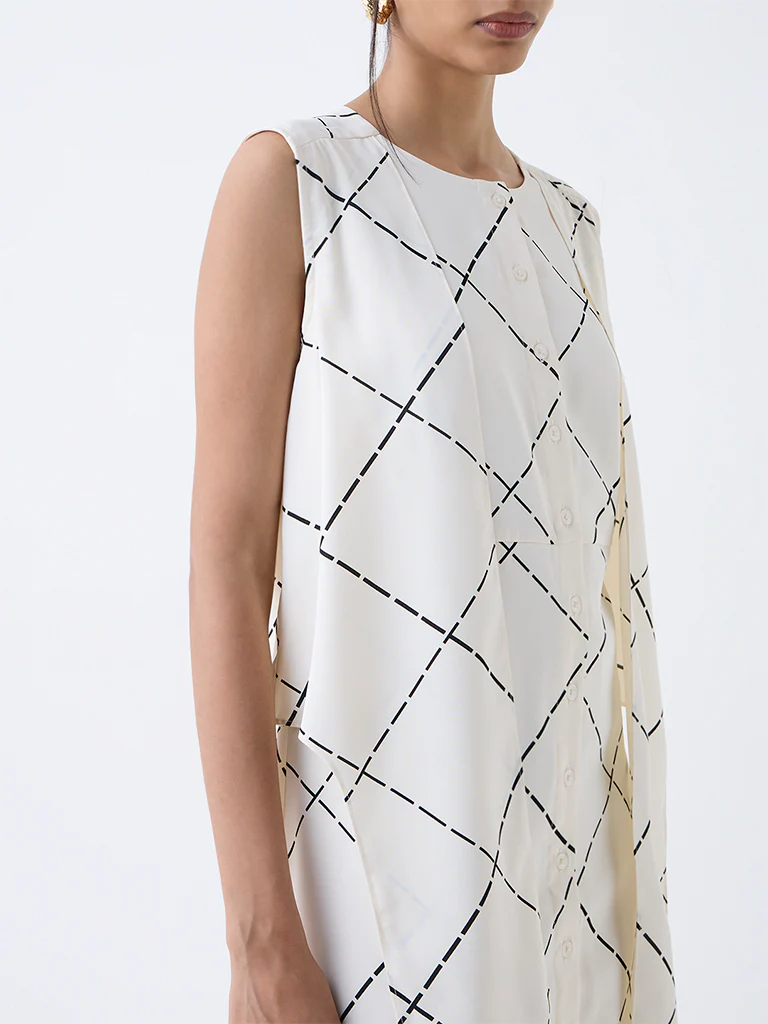 Wardrobe Off-White Geometric Printed A-Line Dress - Image 3