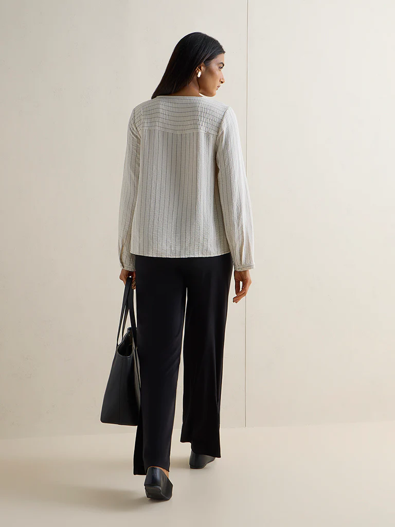 Wardrobe Off-White Striped Blouse - Image 4