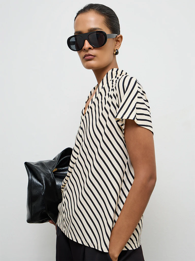 Wardrobe Off-White Striped Top - Image 2