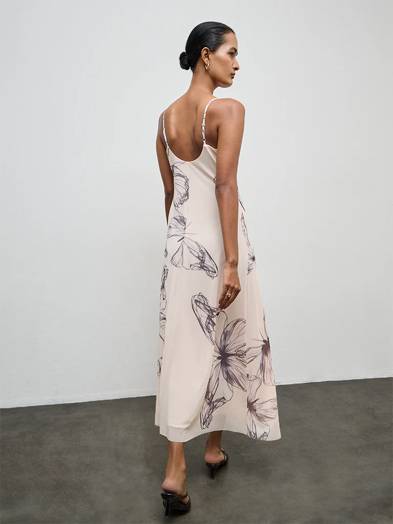 Wardrobe Peach Butterfly Design A-Line Dress - Image 4