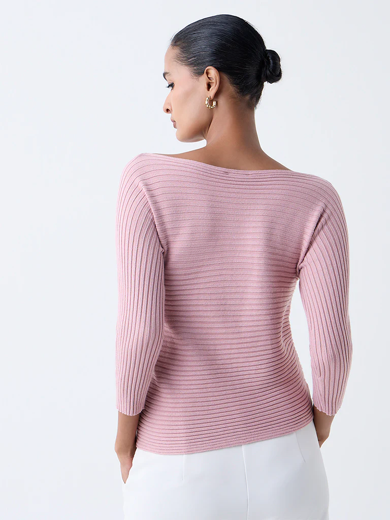 Wardrobe Pink Self-Striped Top - Image 4