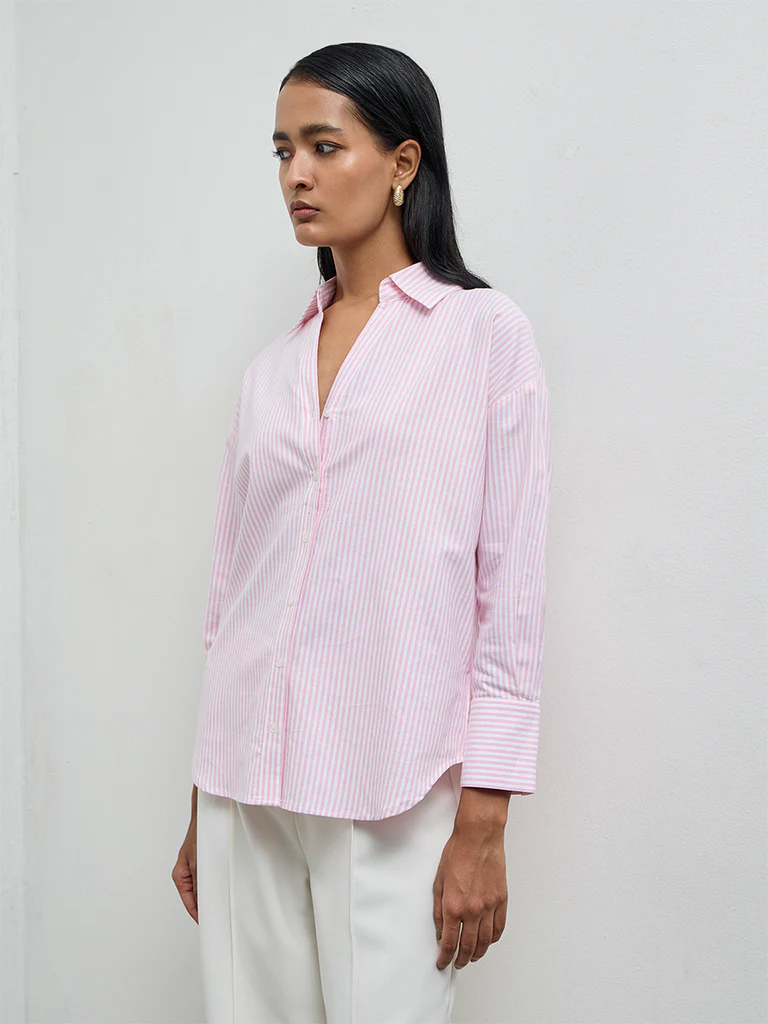 Wardrobe Pink Striped Cotton Shirt