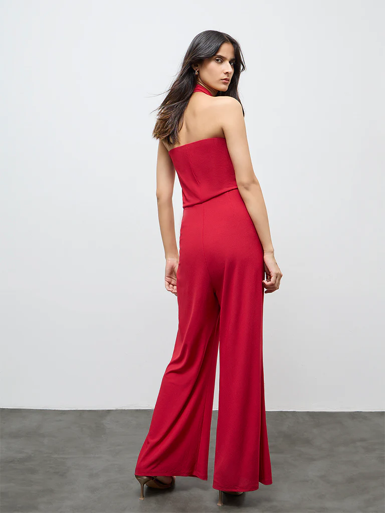 Wardrobe Red Halter-Neck Jumpsuit - Image 3