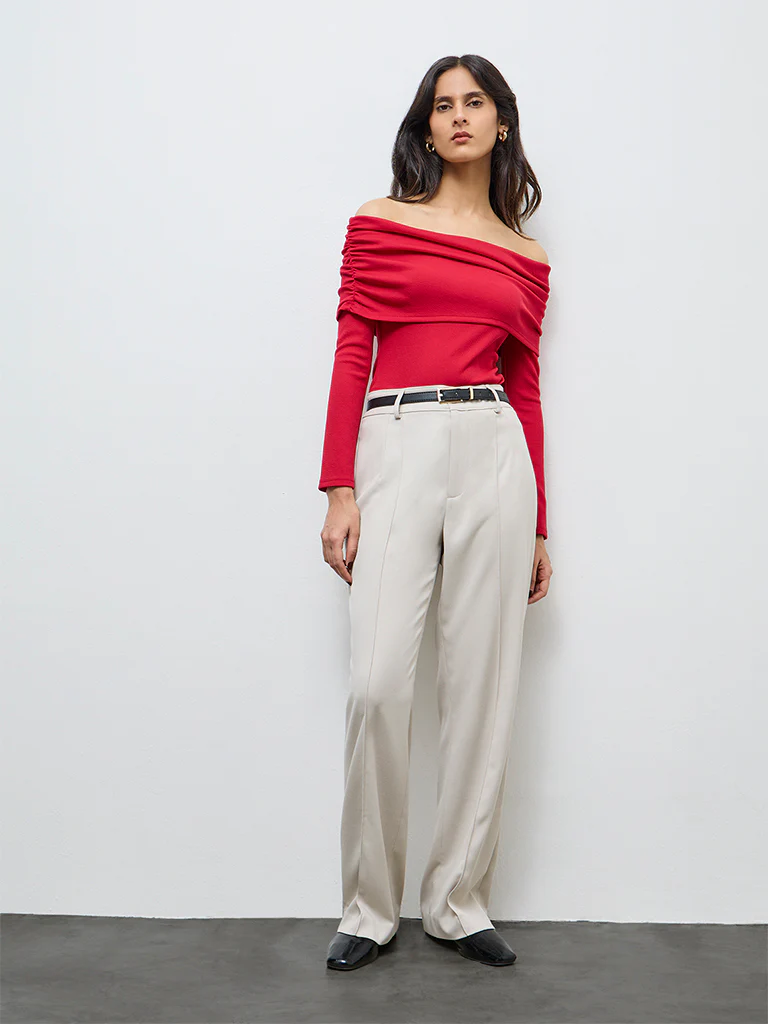 Wardrobe Red Off-Shoulder Top