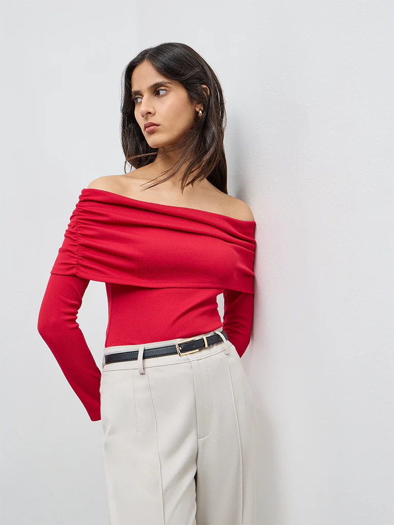 Wardrobe Red Off-Shoulder Top - Image 2
