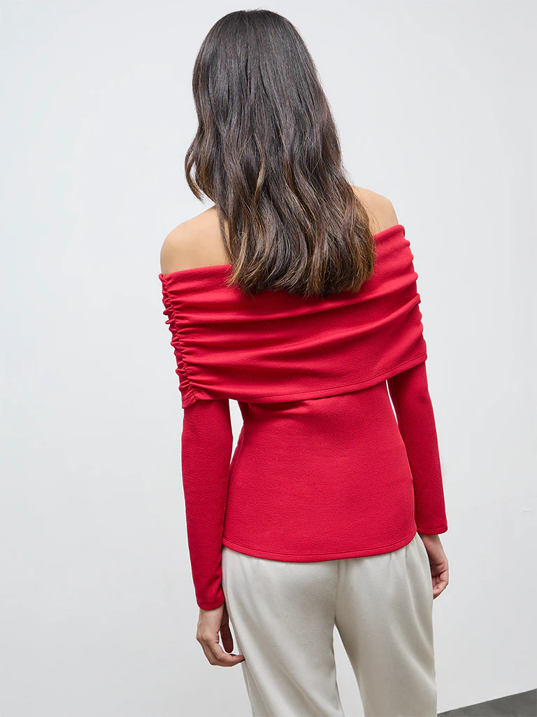 Wardrobe Red Off-Shoulder Top - Image 4