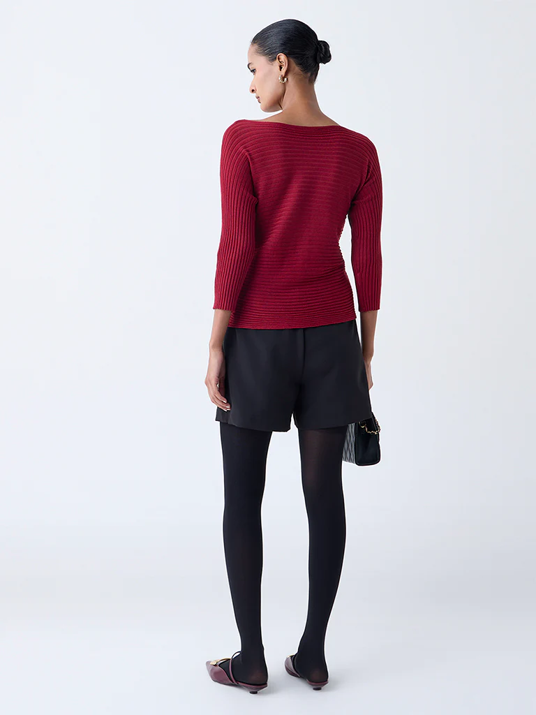 Wardrobe Red Self-Striped Top - Image 4