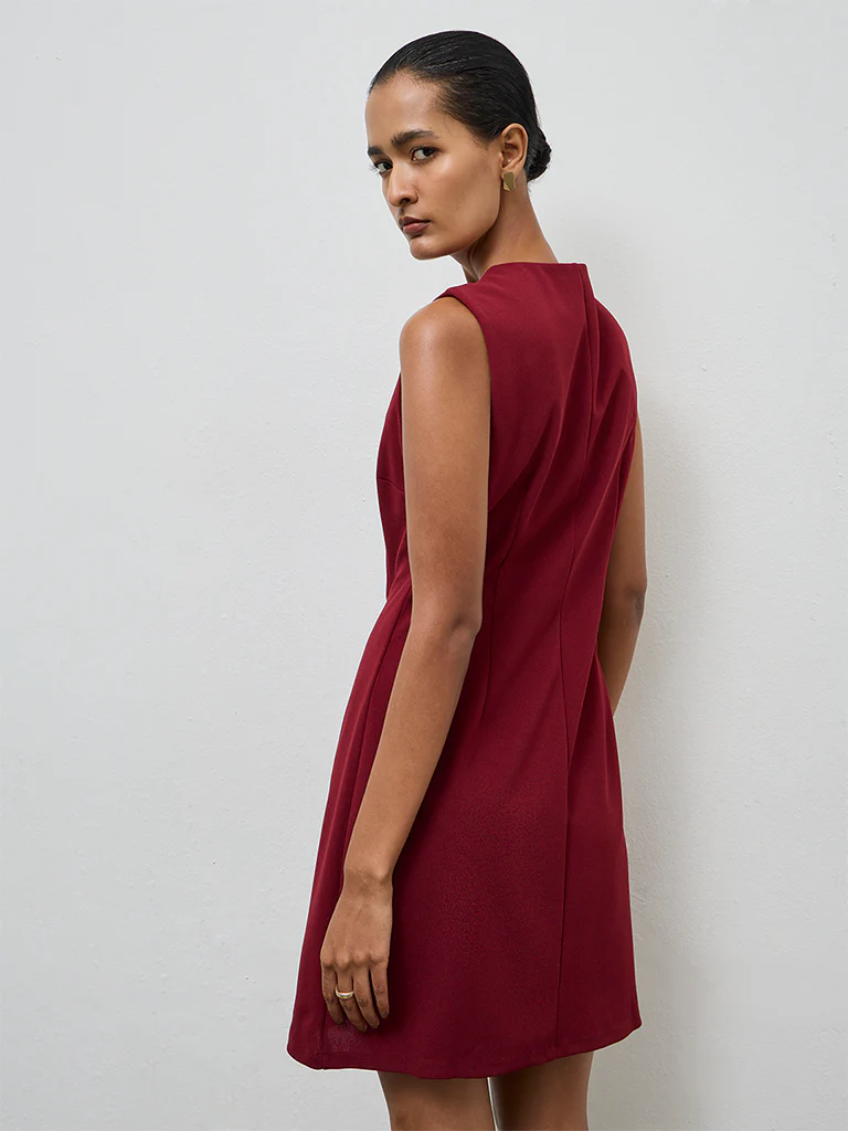 Wardrobe Red Solid Shift Dress - Image 3