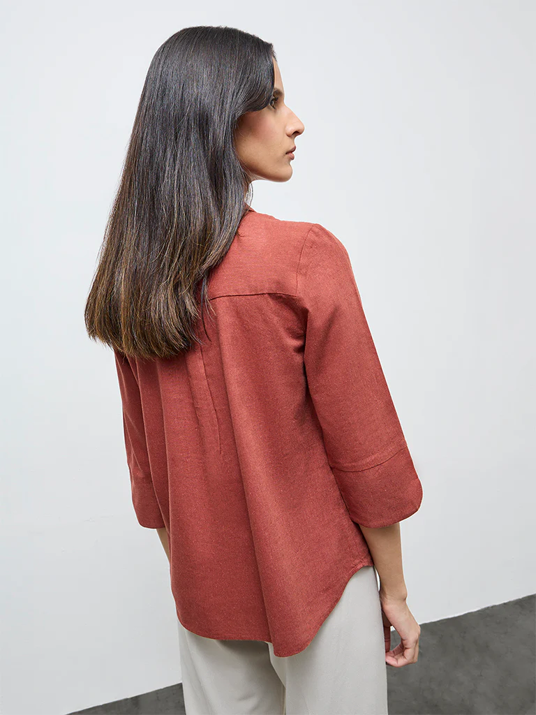 Wardrobe Rust Solid Shirt - Image 4