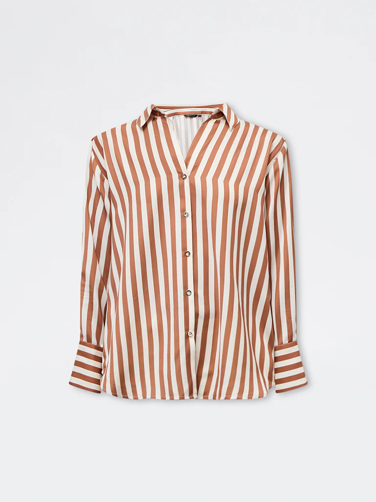 Wardrobe Tan Striped Shirt - Image 5