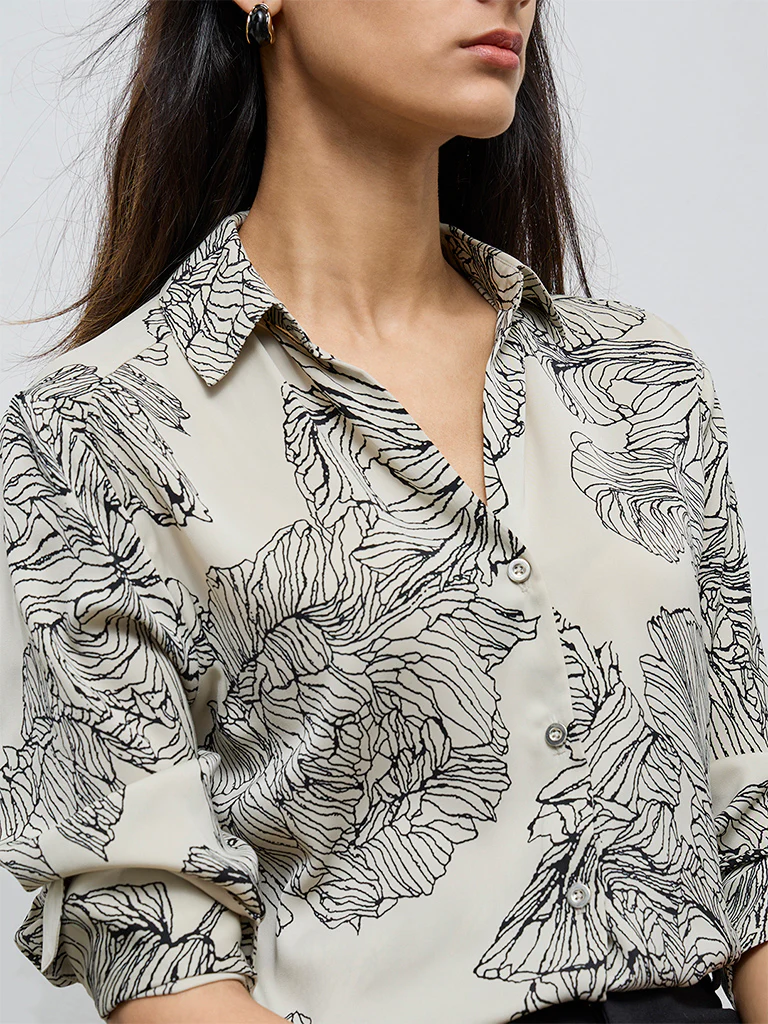 Wardrobe Taupe Floral Shirt - Image 3