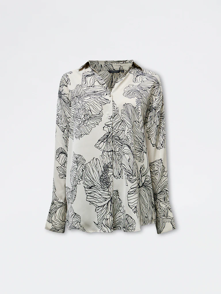 Wardrobe Taupe Floral Shirt - Image 5