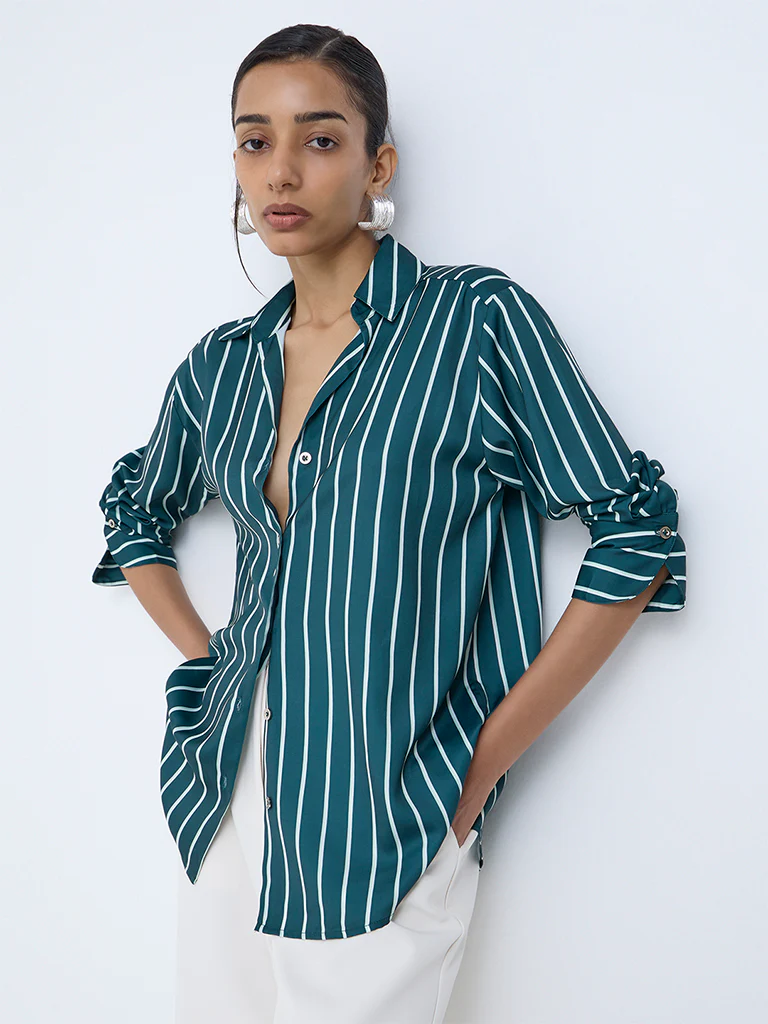 Wardrobe Teal Striped Shirt