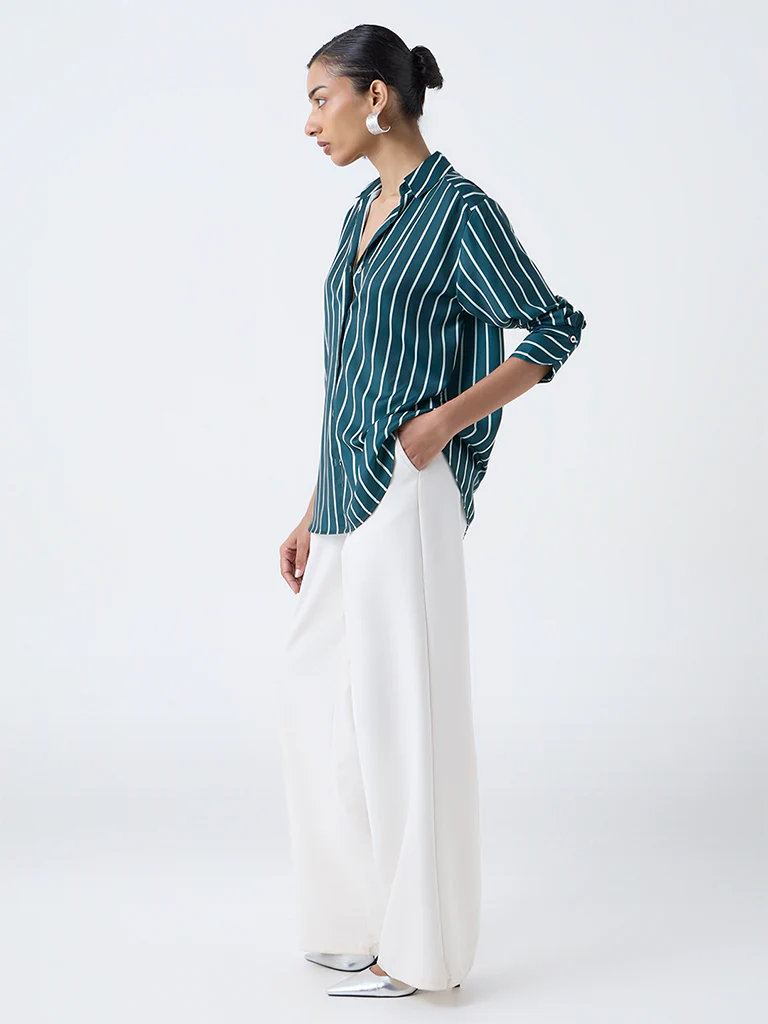 Wardrobe Teal Striped Shirt - Image 2