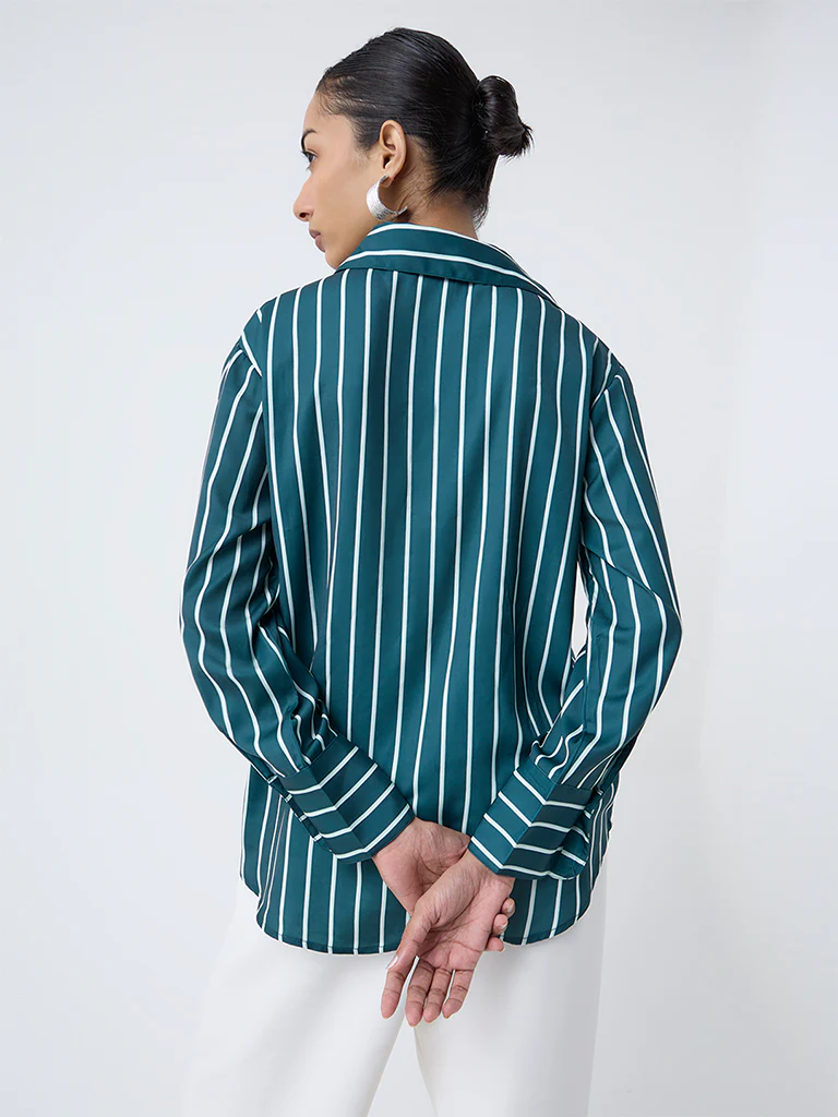 Wardrobe Teal Striped Shirt - Image 4