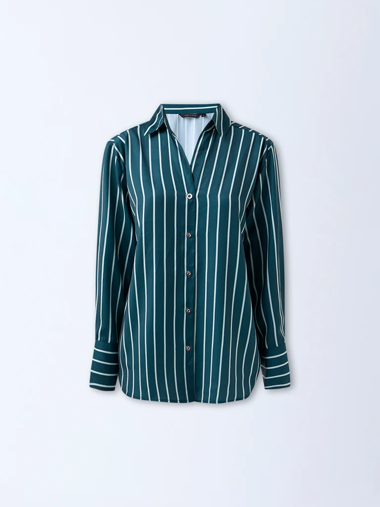 Wardrobe Teal Striped Shirt - Image 5