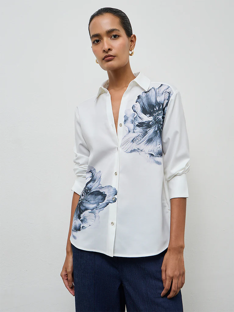 Wardrobe White Floral Design Shirt