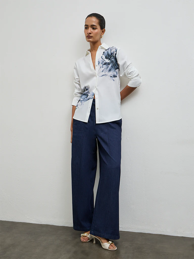 Wardrobe White Floral Design Shirt - Image 2