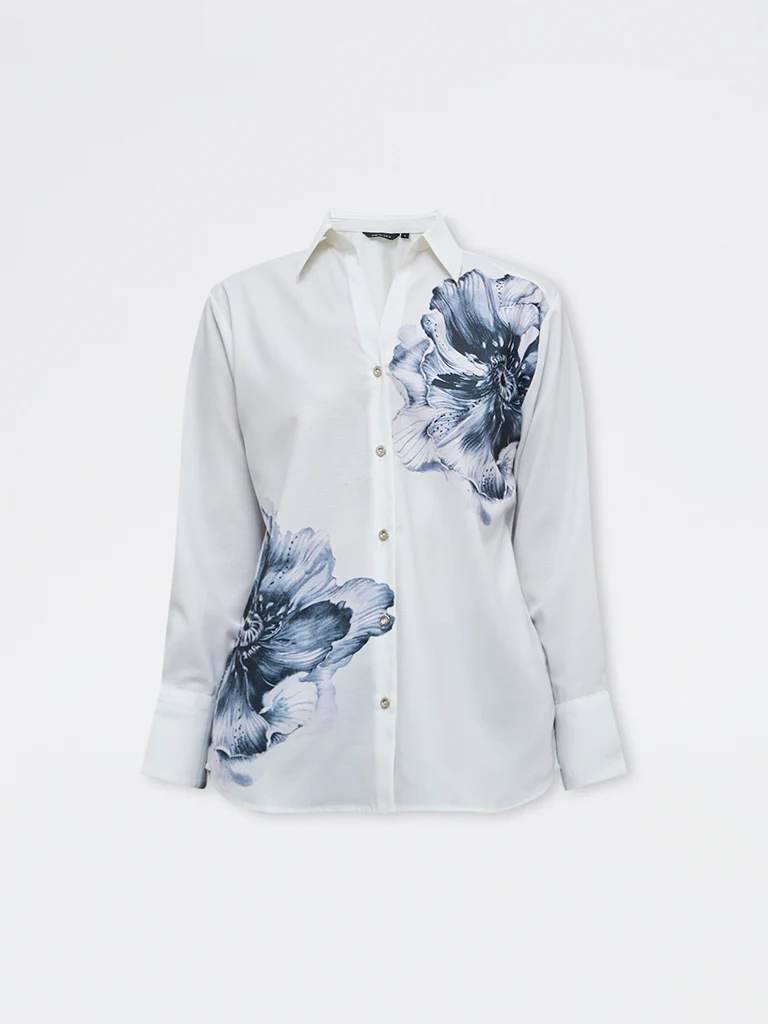 Wardrobe White Floral Design Shirt - Image 5